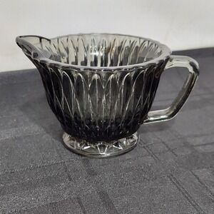 Libbey Cut Glass Creamer Contemporary 2.5" Tall Smoke Starburst